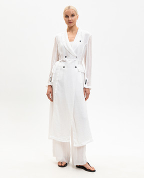 Masnada White double-breasted extended jacket with frame 8050