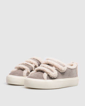 Inuikii Children's gray suede sneakers with fur 300100100513338