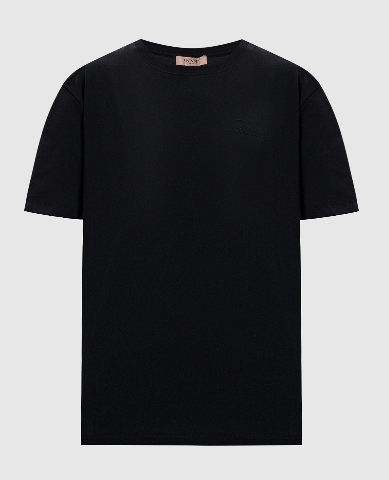 Black T-shirt with textured logo