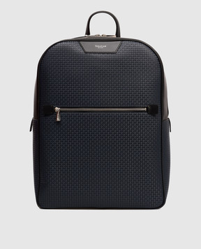 Serapian Blue leather backpack with monogram embossing SRSTSMLL700631DC20