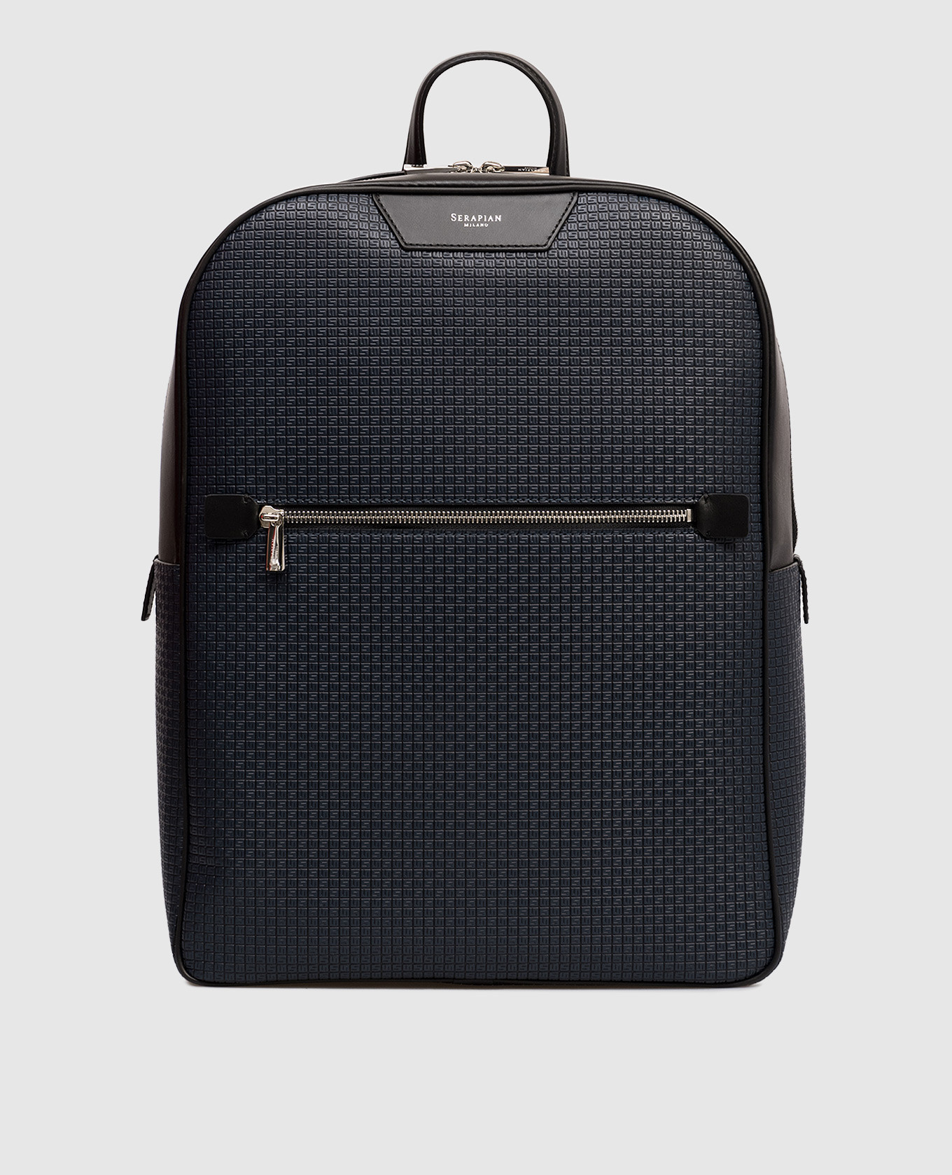 

Blue leather backpack with monogram embossing Serapian