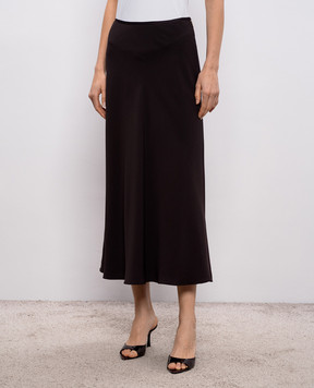 Agnona Brown midi skirt with silk TG0910XU5074