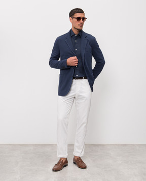 Enrico Mandelli Blue linen shirt CUBANA5701