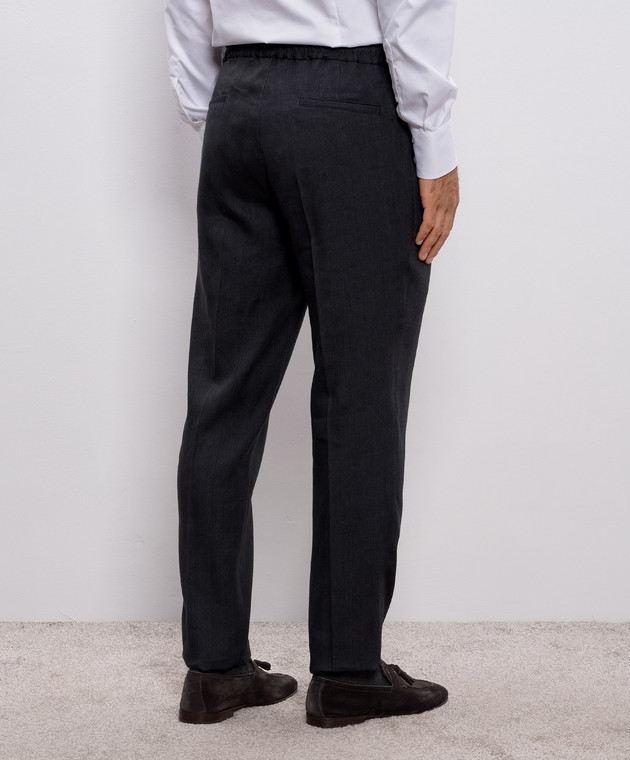 Brunello Cucinelli - Gray linen and wool pants MZ408E1710 - shop