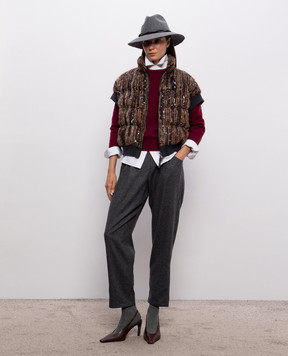 Brunello Cucinelli Brown down vest with wool and sequins M0NLR7183P
