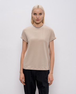 Brunello Cucinelli Beige T-shirt with monil chain M0T18BD200