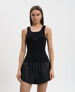 Maison Margiela MM6 Black ribbed top with logo patch S52NL0075M20054