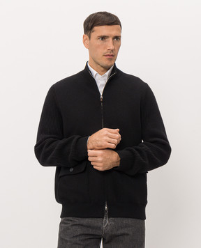 Cashmere&Whiskey Black cardigan with wool and cashmere MU10841312543R