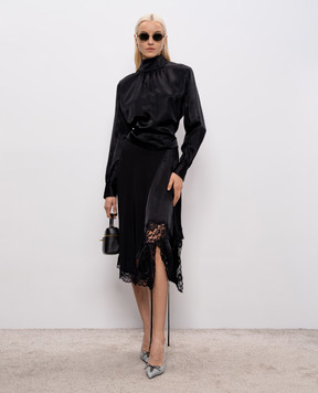 Vetements Black asymmetrical skirt with lace WE76SK575B