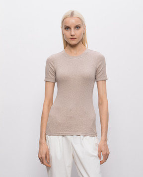 Peserico Beige melange T-shirt with lapels S06840J005669