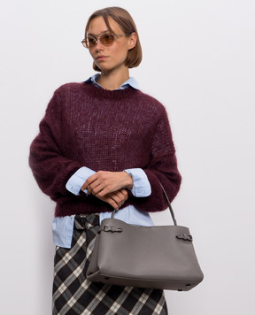 Brunello Cucinelli Gray leather bag with logo MBDKB2820P
