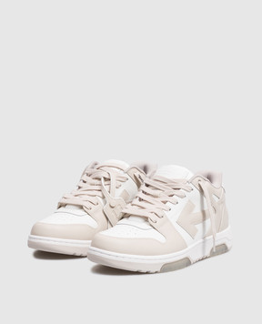 Off-White Out Of Office beige leather sneakers M189C9L007