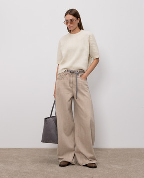 Brunello Cucinelli Ivory cashmere and wool top MBM753520P