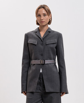 Off-White Gray wool jacket with belt 2FG00477T