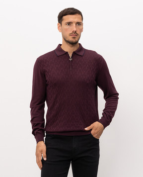Stefano Ricci Burgundy wool, silk and cashmere polo shirt KE08020P30E26370