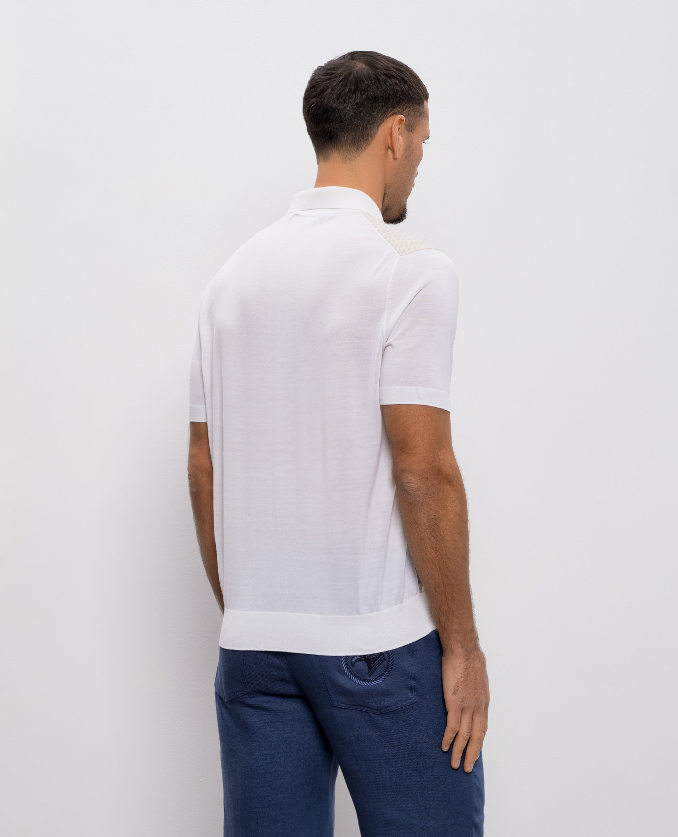 

White patterned silk polo shirt Stefano Ricci