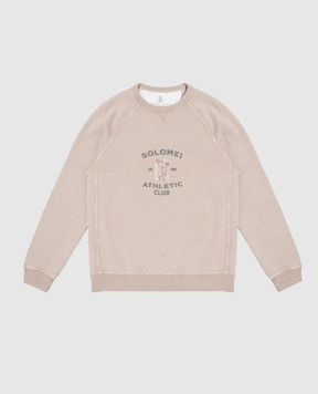 Brunello Cucinelli Children's beige sweatshirt with monogram embroidery BM862E513B
