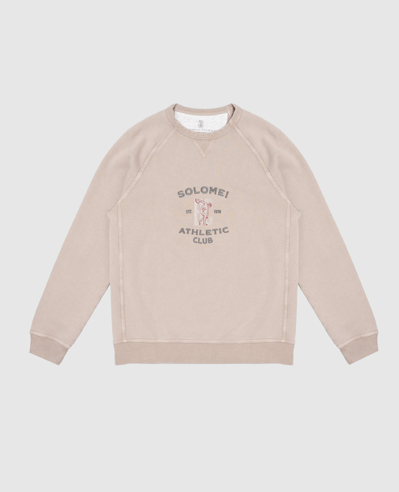 Children's beige sweatshirt with monogram embroidery