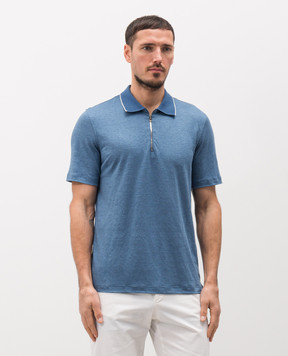 Brett Johnson Blue linen and silk polo shirt SS26J82JD609OCE