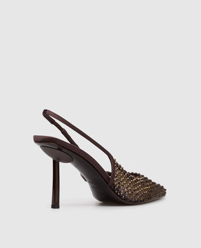 Le Silla Brown GILDA slingbacks with crystals 2299U080P1PPSAS