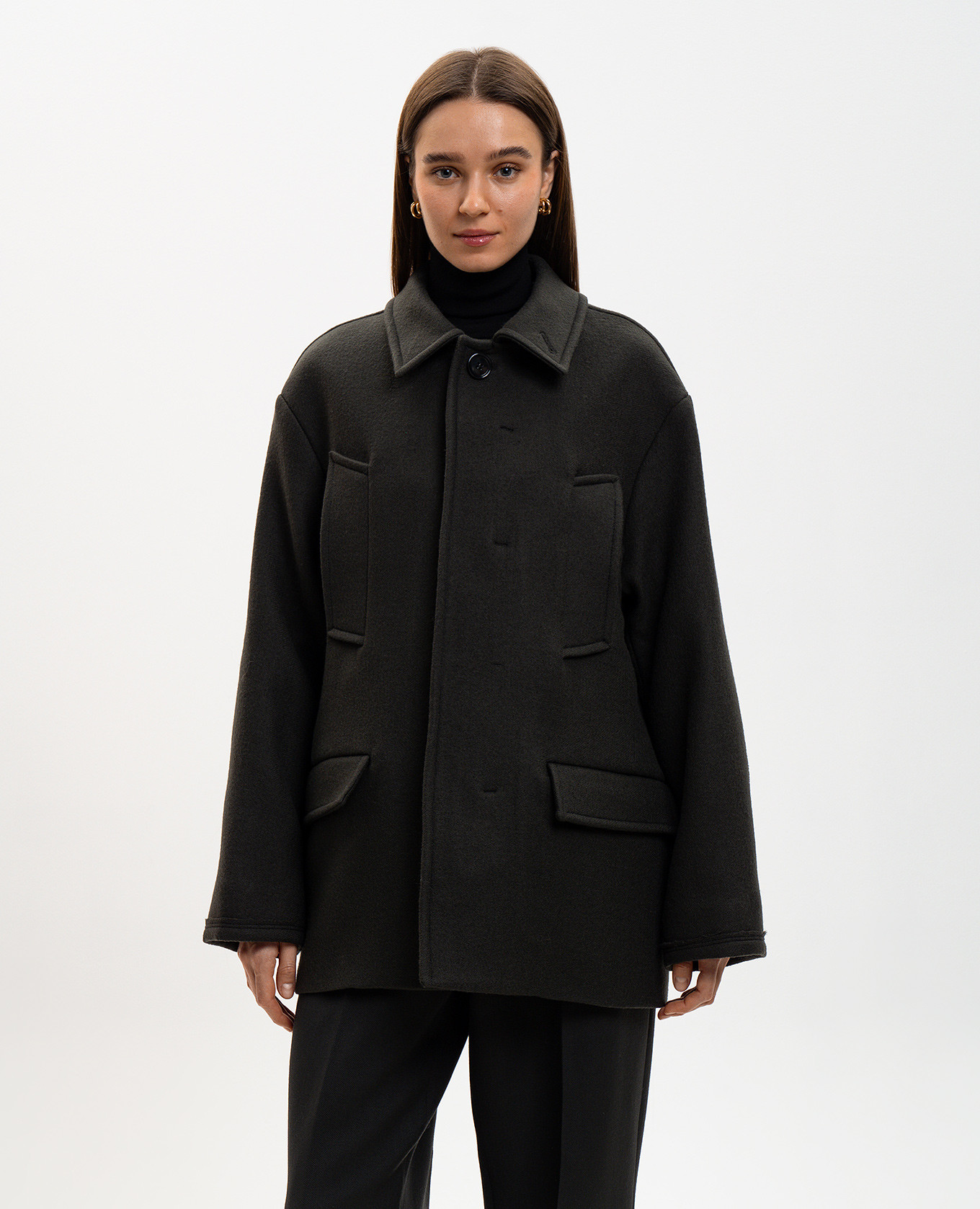 Gray wool coat Ami Paris 3