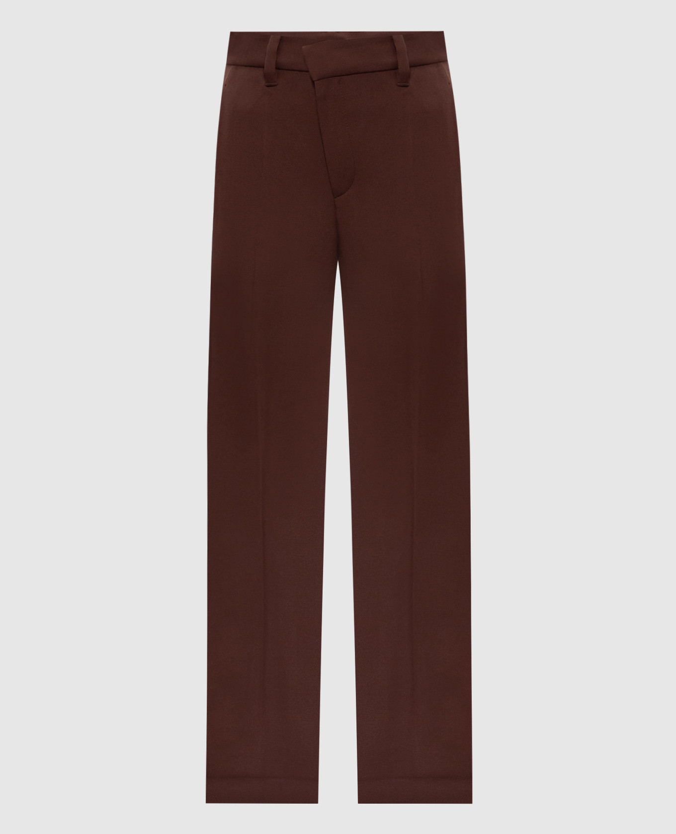 Brown wool pants with monil chain