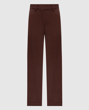 Brunello Cucinelli Brown wool pants with monil chain MP553P9294