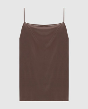Peserico Brown silk T-shirt A08921D07325