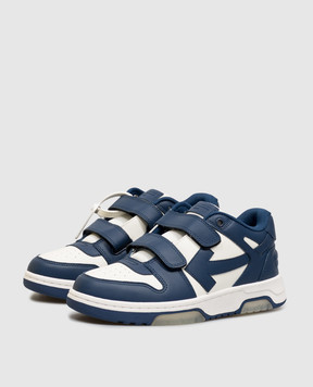 Off-White Out Of Office Kids Blue Leather Sneakers OF06413430