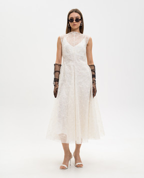 Marc Le Bihan Ivory floral embroidered silk dress 2166