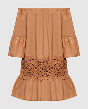 Twinset Brown dress with lace 261LB2AEE
