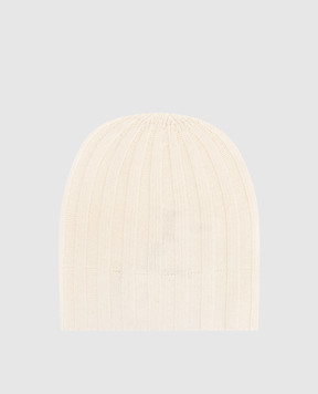Pini Parma White ribbed cashmere hat CUFFIABEIGE