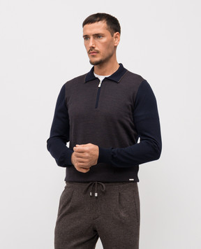 Enrico Mandelli Blue wool polo shirt 2K089A5911