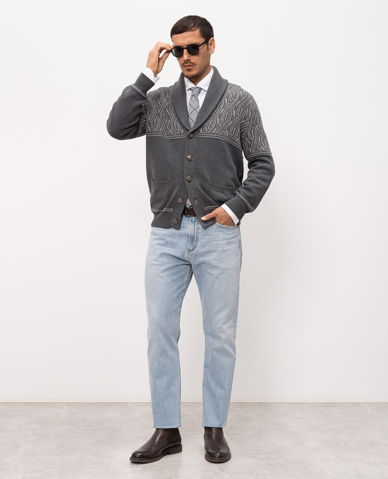 

Gray patterned cardigan Brunello Cucinelli, Grey