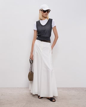 Brunello Cucinelli White T-shirt with a monil chain M0T18B0170