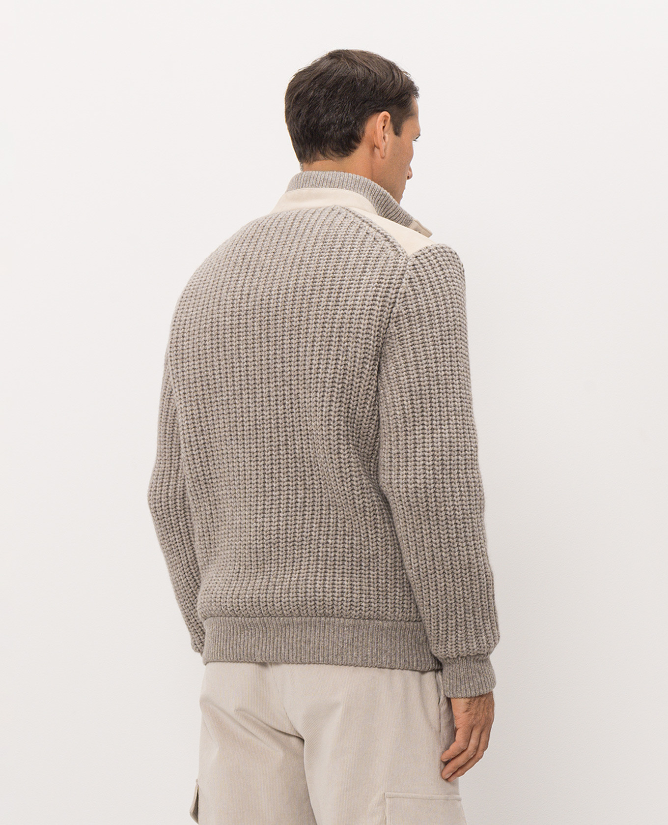 Beige cashmere combination jacket Brunello Cucinelli 4
