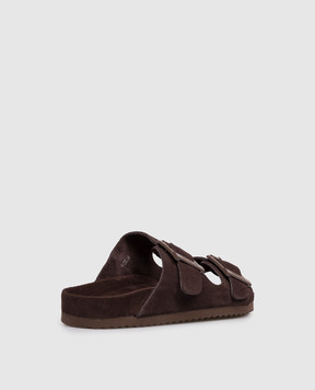 Colors of California SLOFI brown suede flip-flops with logo engraving HCBIO56N