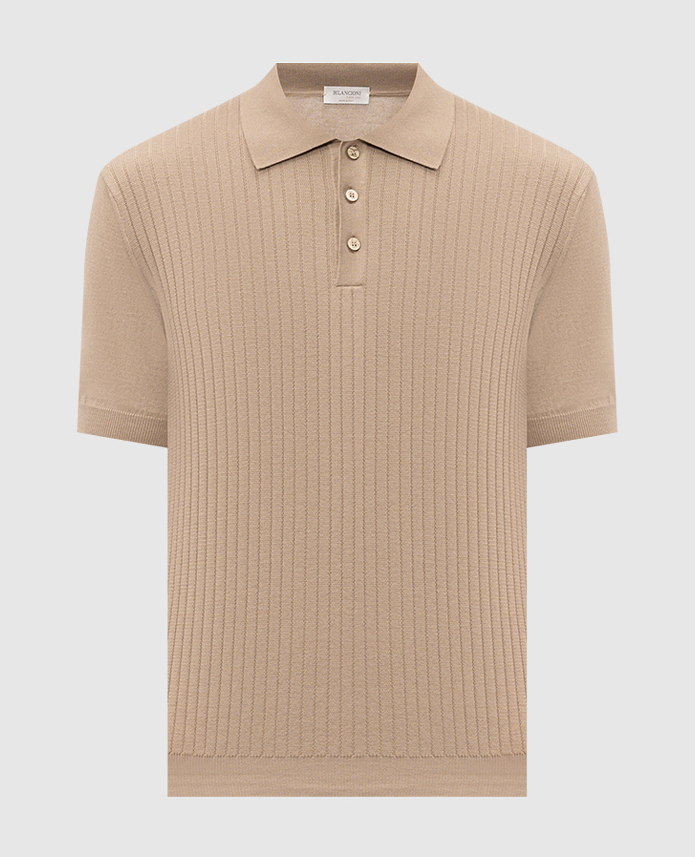 Beige striped polo shirt