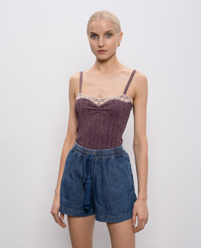Valentino Purple ribbed top with lurex 8B0KM06QA8T