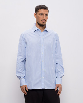 JW Anderson Blue striped shirt with monogram SH0367PG1890