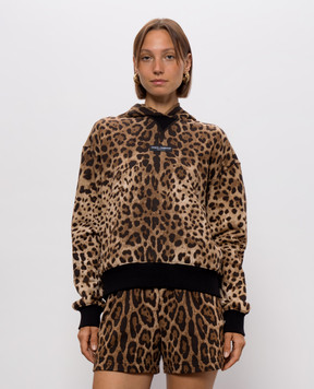 Dolce&Gabbana Brown leopard print hoodie F9U48TFS785