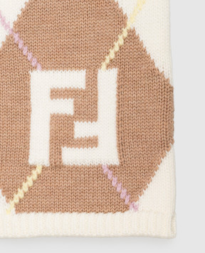 Fendi Children's beige wool skirt with a geometric pattern JFG267AJ8X812+