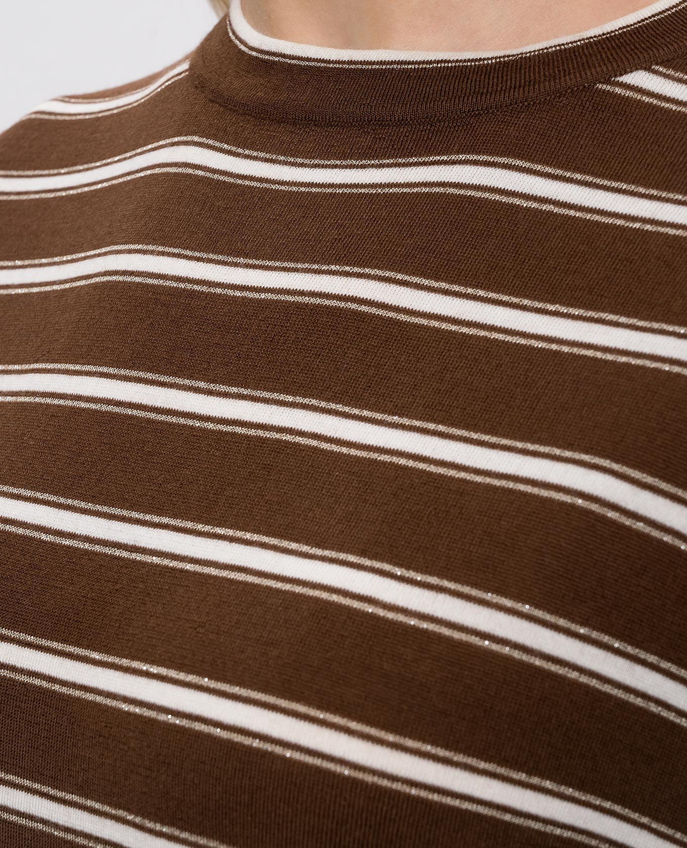 Brown striped wool and cashmere T-shirt Brunello Cucinelli 5