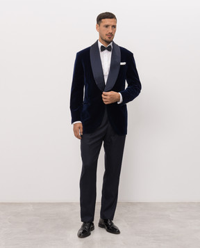 Brunello Cucinelli Blue velvet striped tuxedo jacket MV463GS26