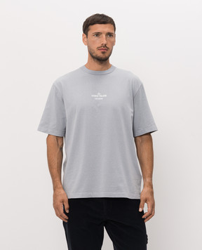 Stone Island Gray T-shirt with ARCHIVIO print L2S152100033S0091