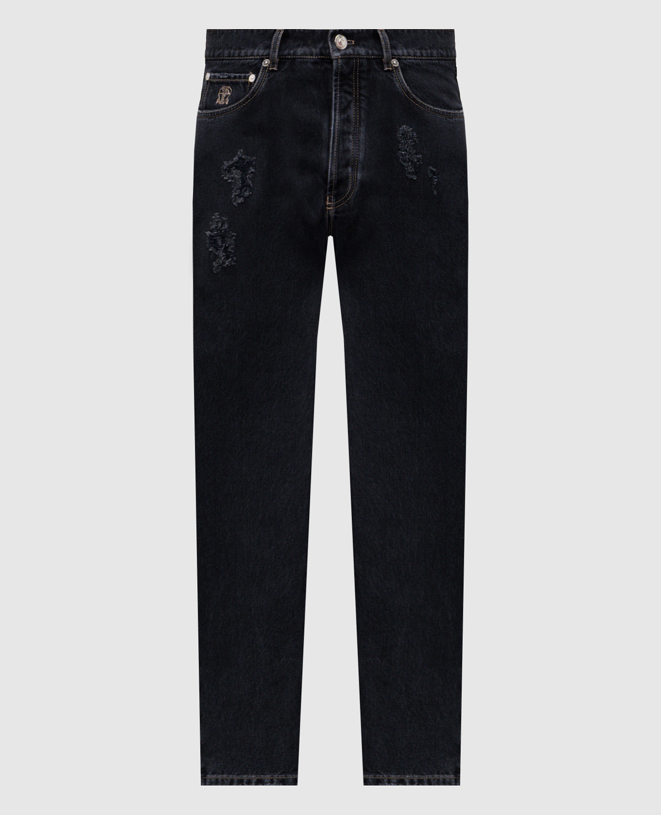 

Grey ripped jeans with logo Brunello Cucinelli