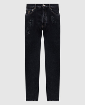 Brunello Cucinelli Grey ripped jeans with logo M235PO1040