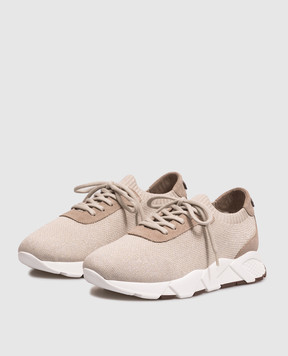 Peserico Beige sneakers with lurex A39742C0CC873