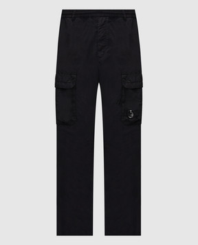 C.P. Company Black cargo pants with logo patch MPA140A005991G