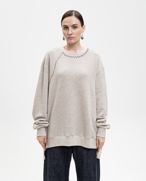 Y`S Yamamoto Beige melange sweatshirt YQT16675